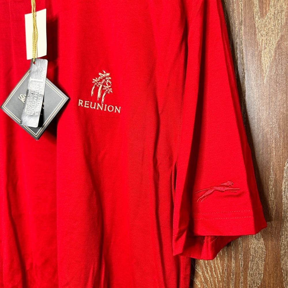 NWT Slazenger Golf Collection Men Red Mock Neck Mercerized Cotton Polo Reunion M - Picture 2 of 6